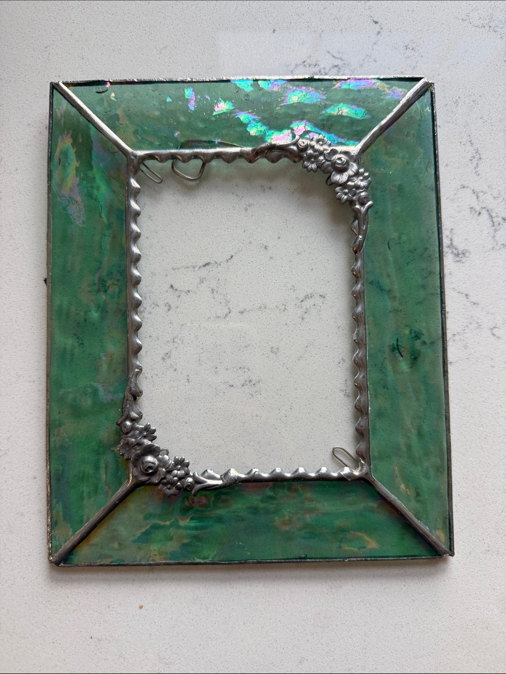 Iridescent Green Stained Glass Decorative Picture Frame